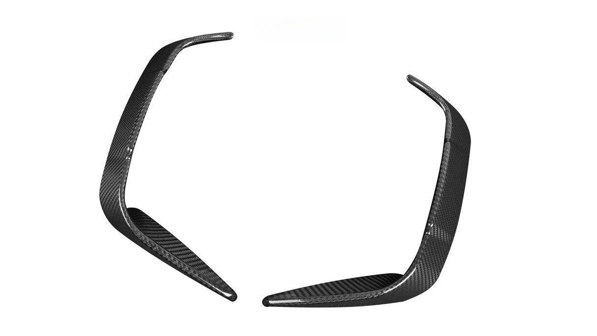 Curved carbon fiber components with textured surface facing inward, positioned against a plain white background.