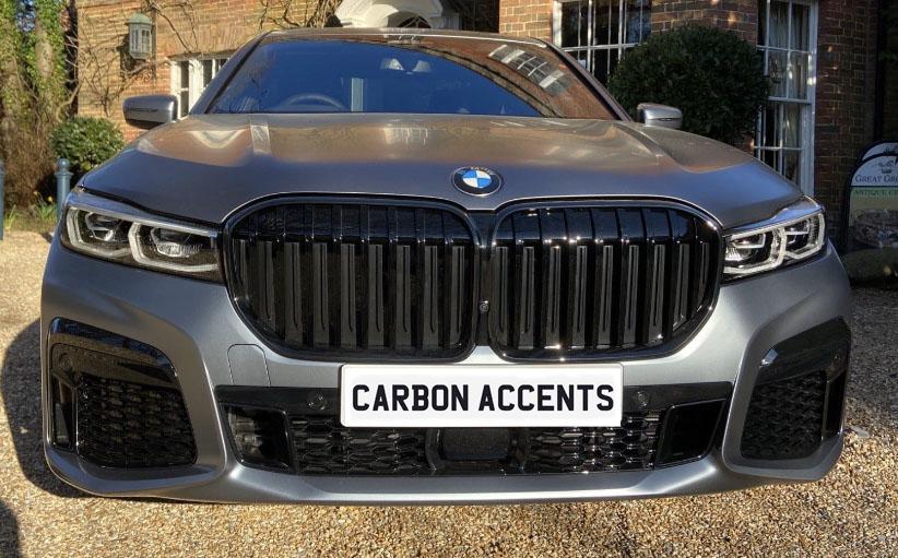 BMW 7 Series G11 G12 Grill Gloss Black Single Slat – Carbon Accents