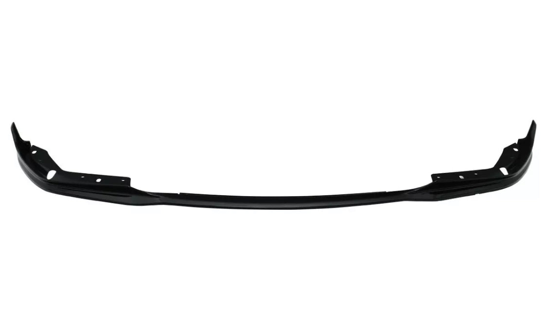 Black car bumper lip, slightly curved with mounting holes, set against a plain white background.