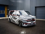 VW Transporter T6.1 lowered with Cobra 55mm springs – rear three-quarter view