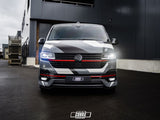 VW Transporter T6.1 with Cobra lowering springs – front three-quarter lowered profile