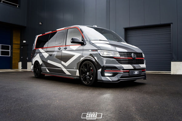 Cobra 55mm lowering springs fitted to VW Transporter T6.1 – side profile showing lowered stance