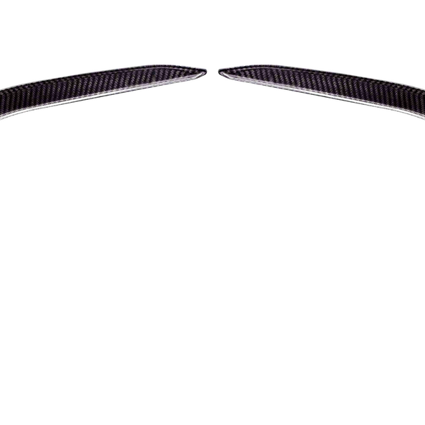 Two curved carbon fiber pieces form an arch-like shape, positioned symmetrically on a white background. They appear sleek and aerodynamically designed.
