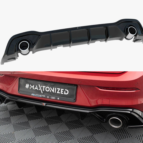 VW - Golf GTE / R Line MK8 / MK8 Facelift: Maxton Rear Diffuser + Exhaust Ends Imitation