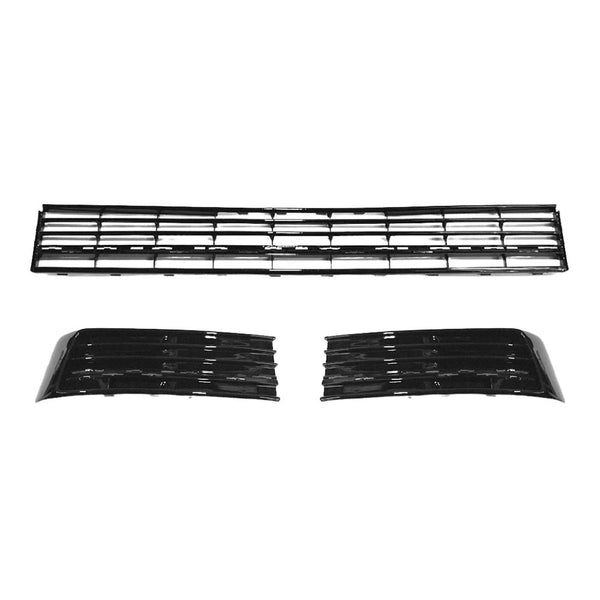 Transporter - T6: Gloss Black Lower Radiator Bumper Grille Insert 3 Piece 15-19