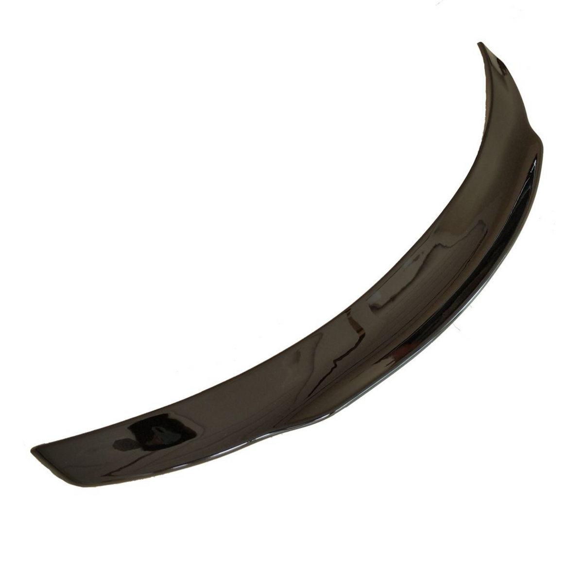 A glossy, curved car spoiler displayed alone on a plain white background.