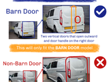 White van comparison with emphasis on rear doors. 
