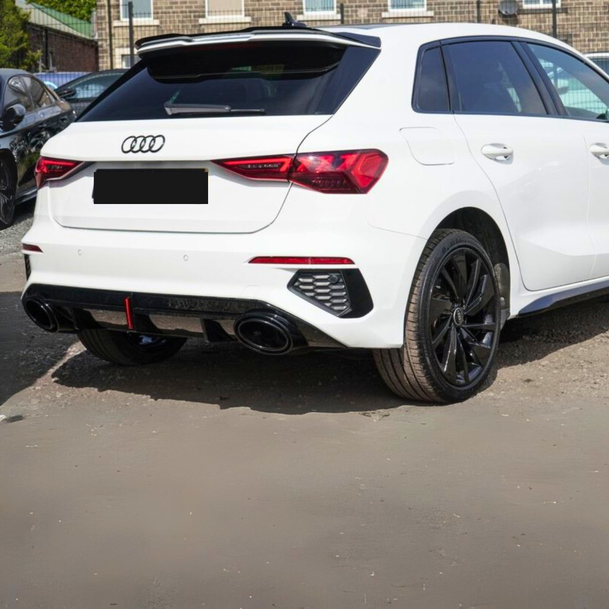 A3 - 8Y/8YS: Gloss Black RS3 Style LED Diffuser with Black Exhaust Tips 21-24
