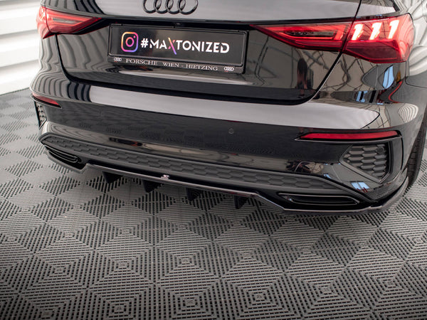 Audi - A3 S Line Sedan 8Y: Maxton Central Rear Splitter (Vertical Bars)