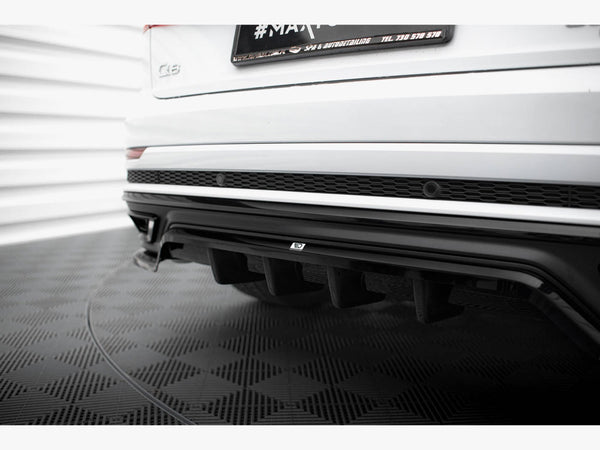 Audi - Q8 S Line MK1: Maxton Central Rear Splitter (Vertical Bars)