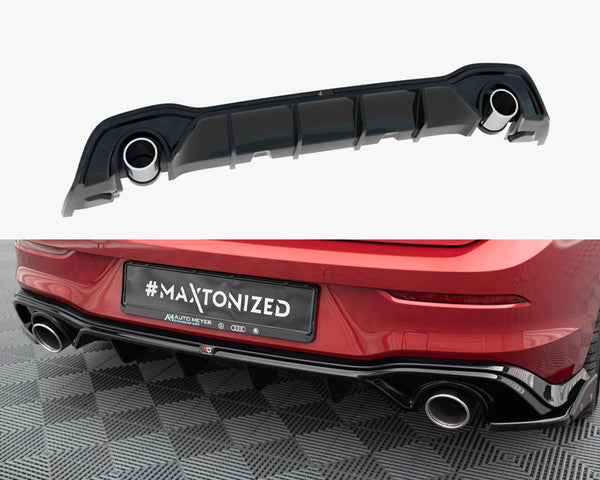 VW - Golf GTE / R Line MK8 / MK8 Facelift: Maxton Rear Diffuser + Exhaust Ends Imitation