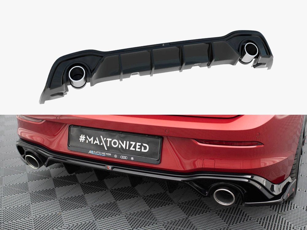 VW - Golf GTE / R Line MK8 / MK8 Facelift: Maxton Rear Diffuser + Exhaust Ends Imitation