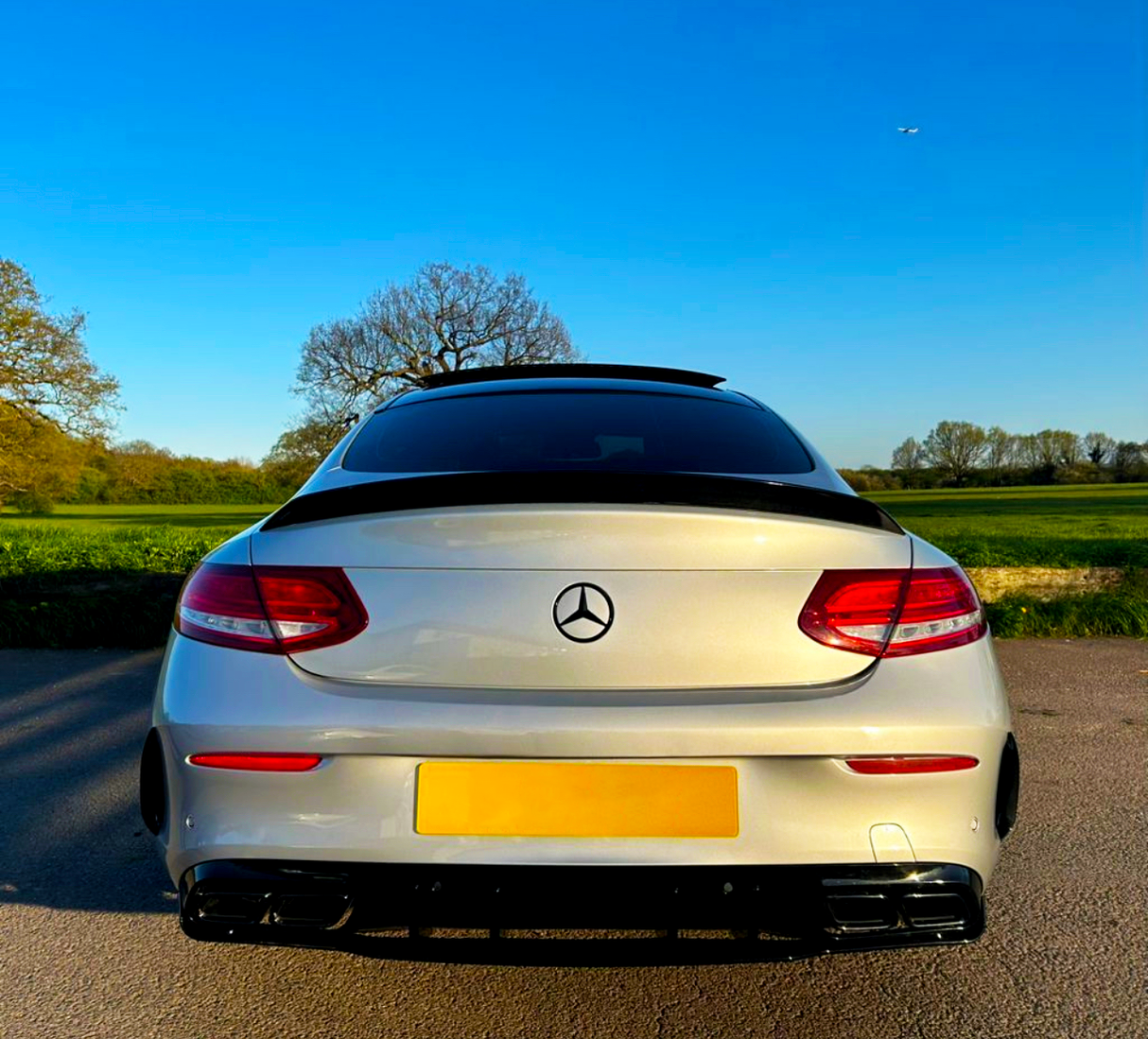 Mercedes C Class C205 Coupe Diffuser Gloss Black AMG Style – Carbon Accents