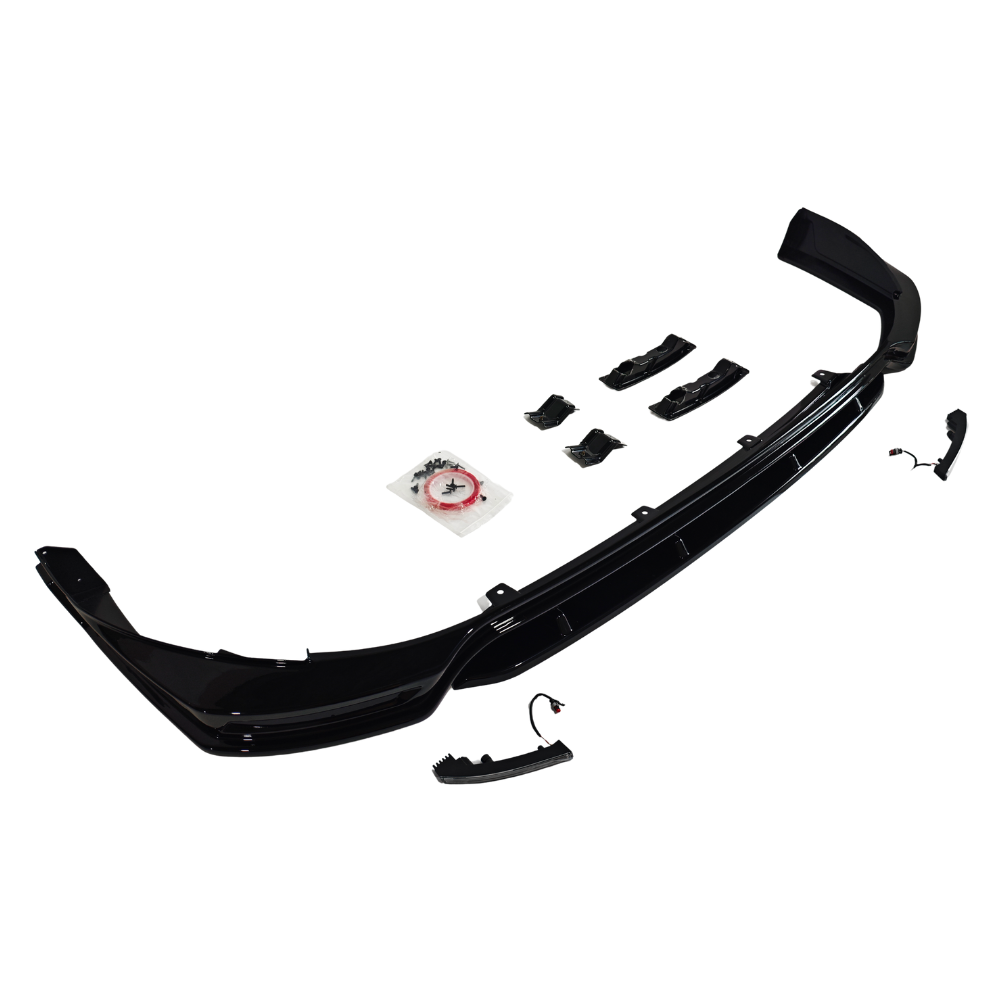 Ford Transit Custom MK2: Gloss Black Front Splitter with LED DRL 24+