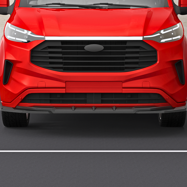 A red van is parked in an empty parking space with beige walls. The front view shows the grille and headlights, with no visible text.