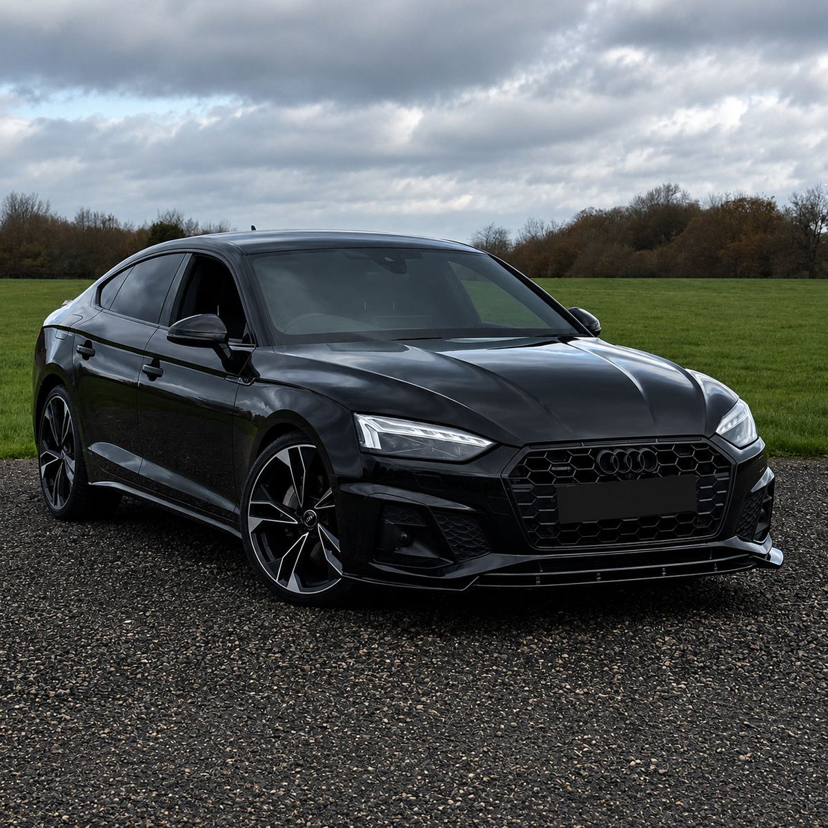 A5 - B9.5: Gloss Black Front Splitter 22+