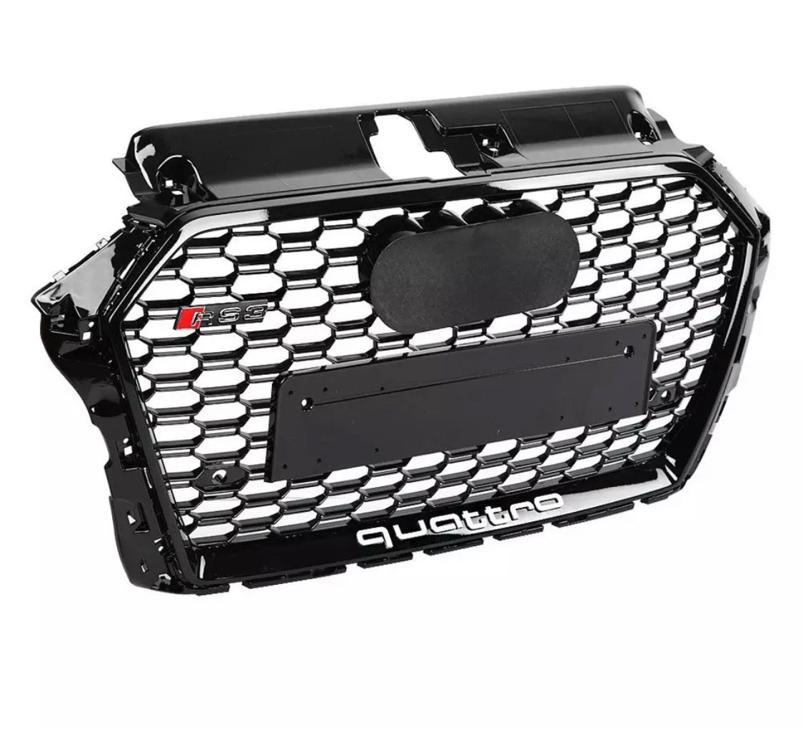 Audi A3 8V Grill Gloss Black RS Honeycomb Style Carbon Accents audi-a3-8v-grill-gloss-black-rs-honeycomb-style-carbon-accents