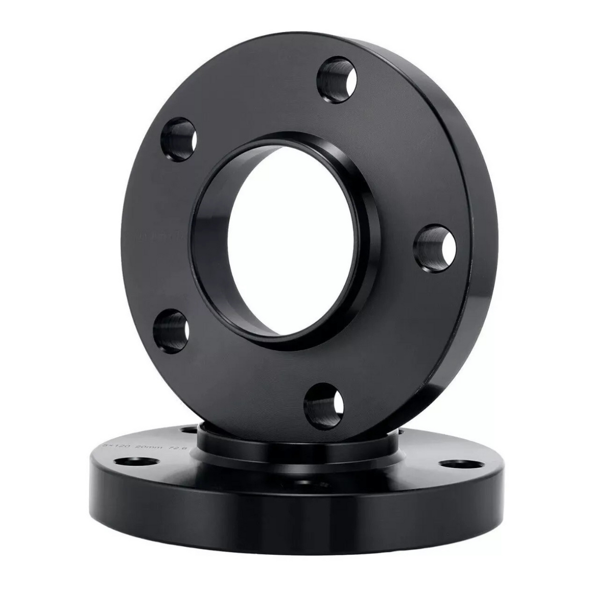 A black metal flange with circular openings, featuring evenly spaced bolt holes, stacks atop a similar component against a plain white background, indicating industrial use.