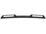 A black, curved car spoiler with two rectangular cutouts is displayed against a white background.