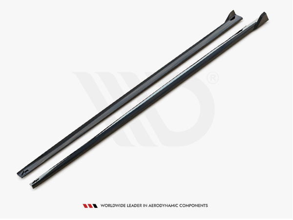 Two elongated black aerodynamic components lie parallel on a white surface. Text reads: "WORLDWIDE LEADER IN AERODYNAMIC COMPONENTS."