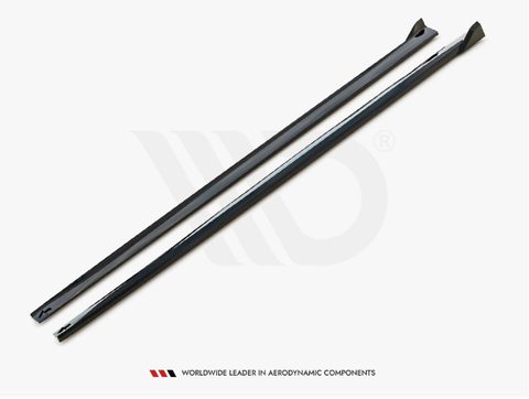 Two elongated black aerodynamic components lie parallel on a white surface. Text reads: "WORLDWIDE LEADER IN AERODYNAMIC COMPONENTS."