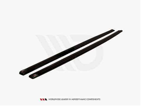 Black aerodynamic roof rails are displayed on a white background. Text below reads: "Worldwide leader in aerodynamic components."