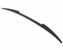 A black, curved car spoiler sits against a white background, showcasing its aerodynamic profile with smooth lines and a streamlined shape.