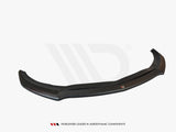 A sleek, black car front lip spoiler rests on a plain white background. Text beneath reads: 