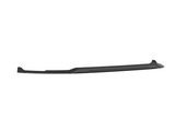 A sleek black car side skirt is shown, designed for aerodynamic purposes. It features angular lines and a raised edge, lying in a neutral, featureless background.