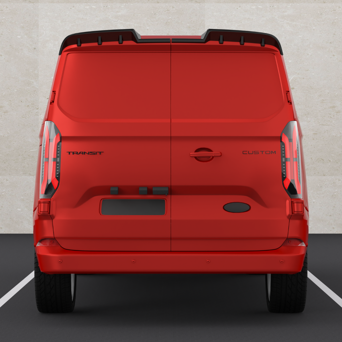 Ford Transit Custom MK2: Gloss Black V2 Style Rear Barn Door Spoiler 24+