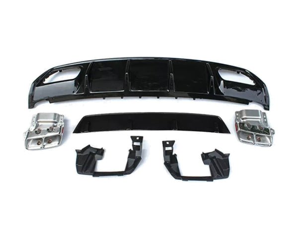 a45 w176 gloss black diffuser silver tailpipes