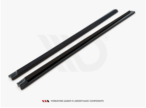 Two long black aerodynamic components lie parallel on a white background, featuring connectors at one end. Text below reads, "WORLDWIDE LEADER IN AERODYNAMIC COMPONENTS."