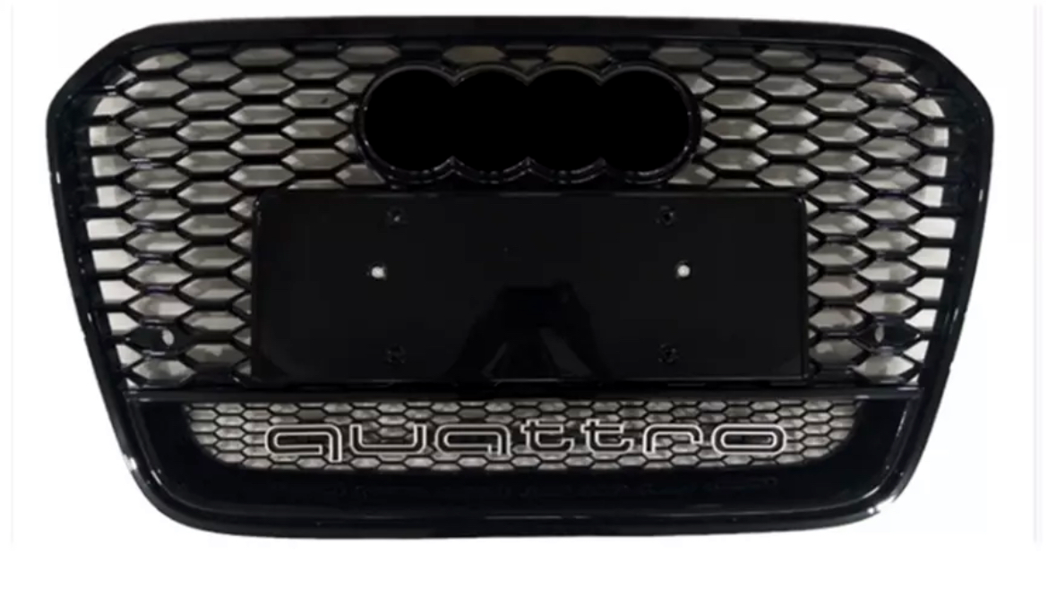 A6 - C7.5 Facelift: Gloss Black Honeycomb Quattro Grill 15-17