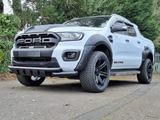 A white Ford pickup truck with 