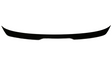 A black car spoiler lies flat against a white background, emphasizing its sleek, curved design and aerodynamic form.