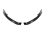 Two sleek, black bumper trim pieces face each other symmetrically on a white background, suggesting car accessory components.