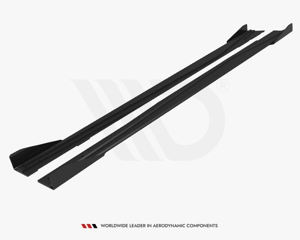 Two black aerodynamic components lie parallel on a white background. Text at the bottom reads: "Worldwide Leader in Aerodynamic Components."