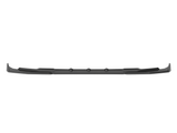 A long, sleek, black car bumper with angular design features and fastening points, presented against a plain white background.