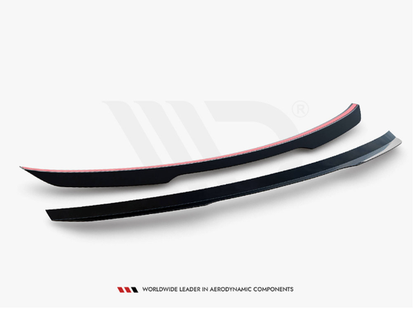Two black aerodynamic components, with one featuring a red trim, are positioned parallel on a white background. Text below reads: "WORLDWIDE LEADER IN AERODYNAMIC COMPONENTS."