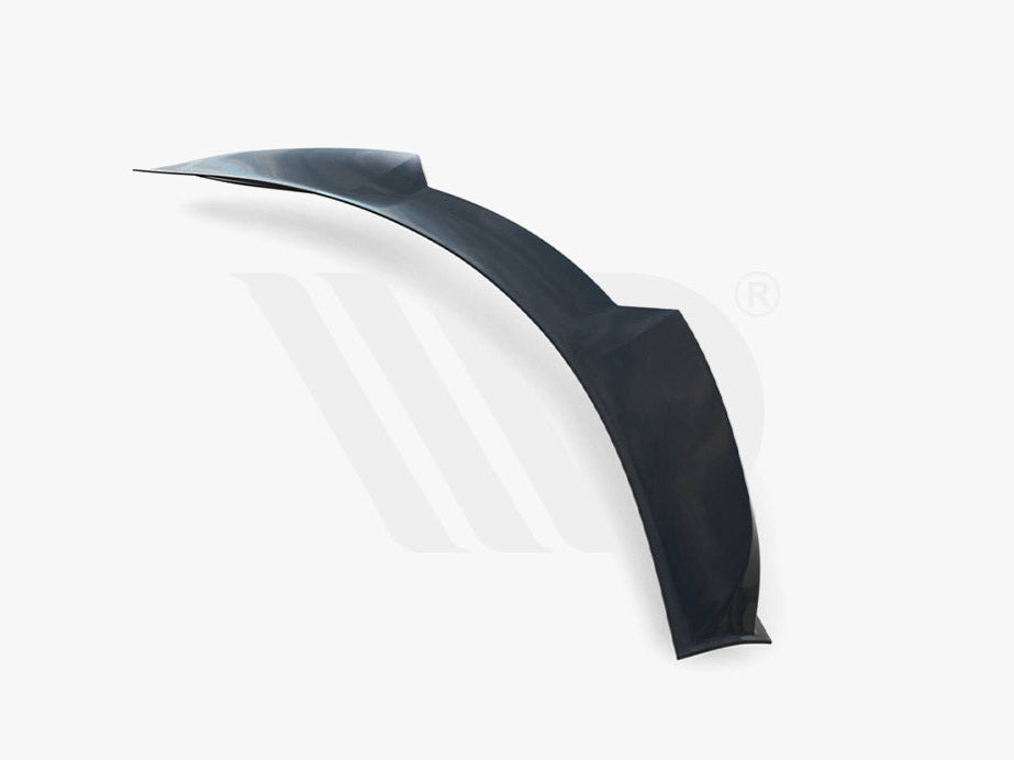 A sleek, curved black car spoiler is displayed against a white background. Text reads: "WORLDWIDE LEADER IN AERODYNAMIC COMPONENTS."
