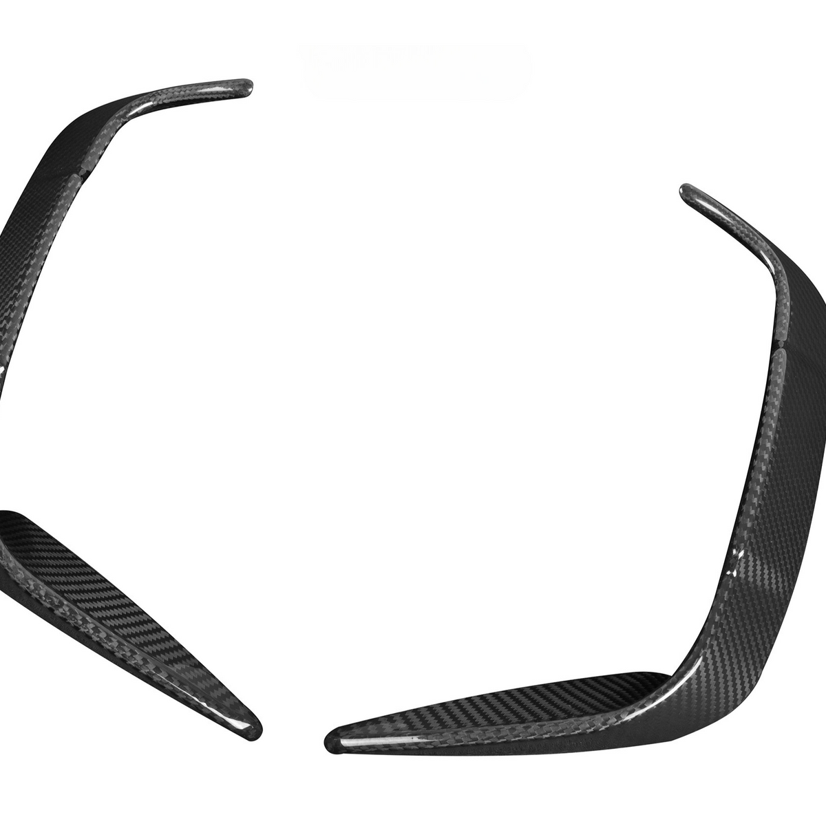 Curved carbon fiber components with textured surface facing inward, positioned against a plain white background.
