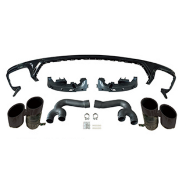 Q8 - MK1 Gloss Black Rear Diffuser RSQ8 Style with Exhaust Tips 18-24