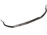 A black, curved car front splitter with mounting points, ready for installation, isolated on a white background.