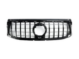 A black car grille with a central circular emblem area, featuring a grid pattern, is displayed against a plain white background.