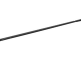 A long, slender, black metal bar is positioned diagonally against a plain white background. It appears segmented, designed for connecting or supporting structures.