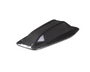 A carbon fiber shark fin antenna rests on a white background, showing a sleek, aerodynamic design with a glossy finish, typically used for vehicles.