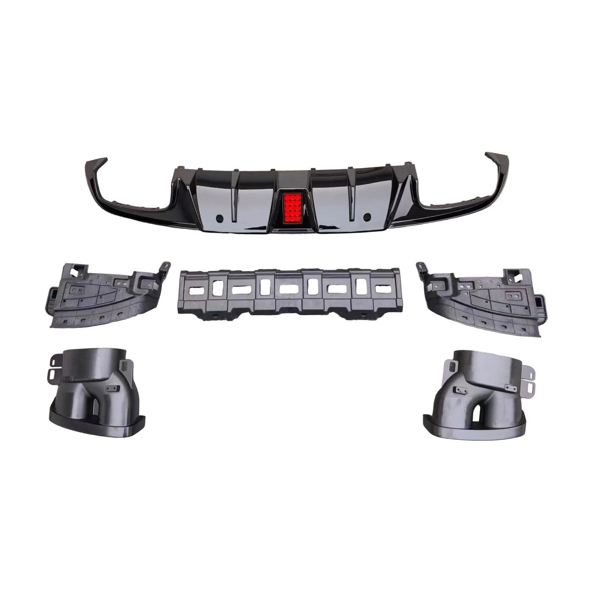 c class c205 gloss black brabus style led diffuser with black exhaust tips 15 18