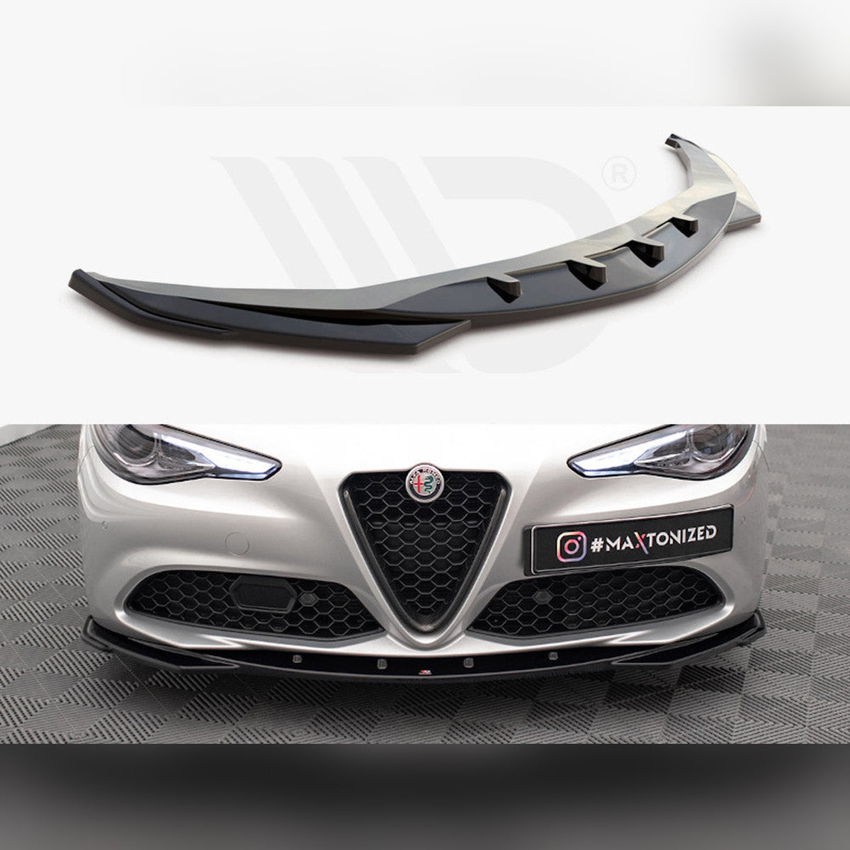 giulia sport gloss black maxton front splitter v2 16