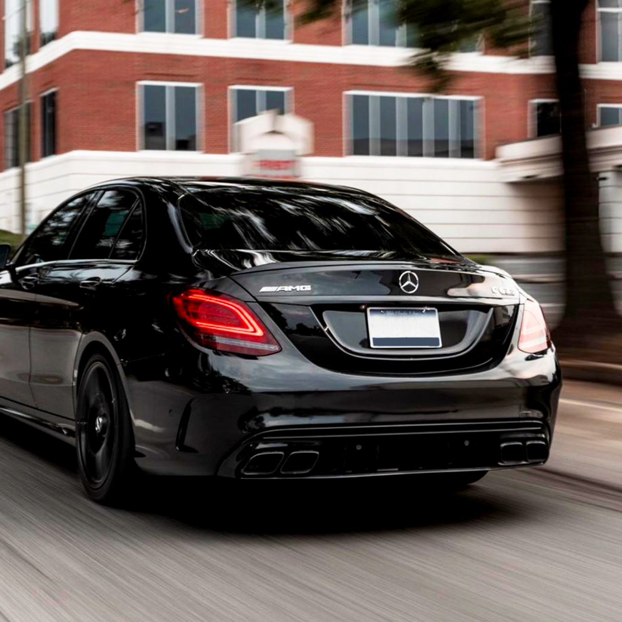 C Class - W205 Saloon: Gloss Black Rear Diffuser 14-18