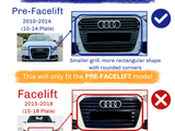 Car grille comparison for purchasing guidance. Top section shows 